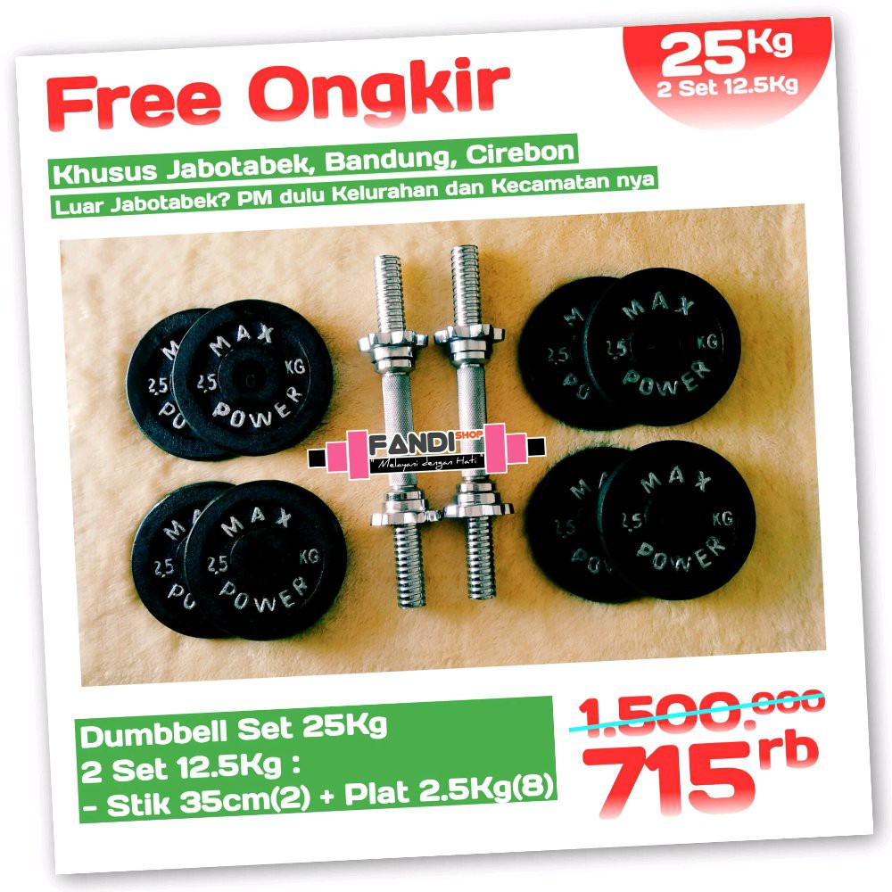 BARBEL DUMBBELL 25KG   2 SET 12 5KG