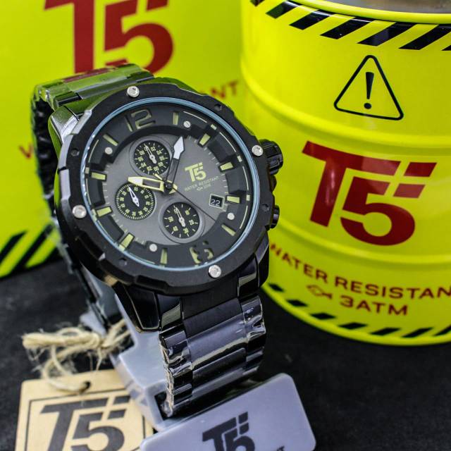 Jam T5 H 3589 original stainless chronograph free box bergaransi