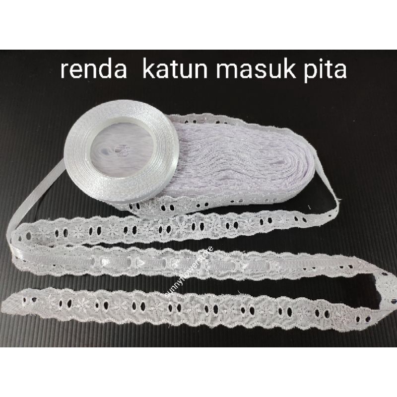 renda katun masuk pita lebar 2 cm l isi 15 yard