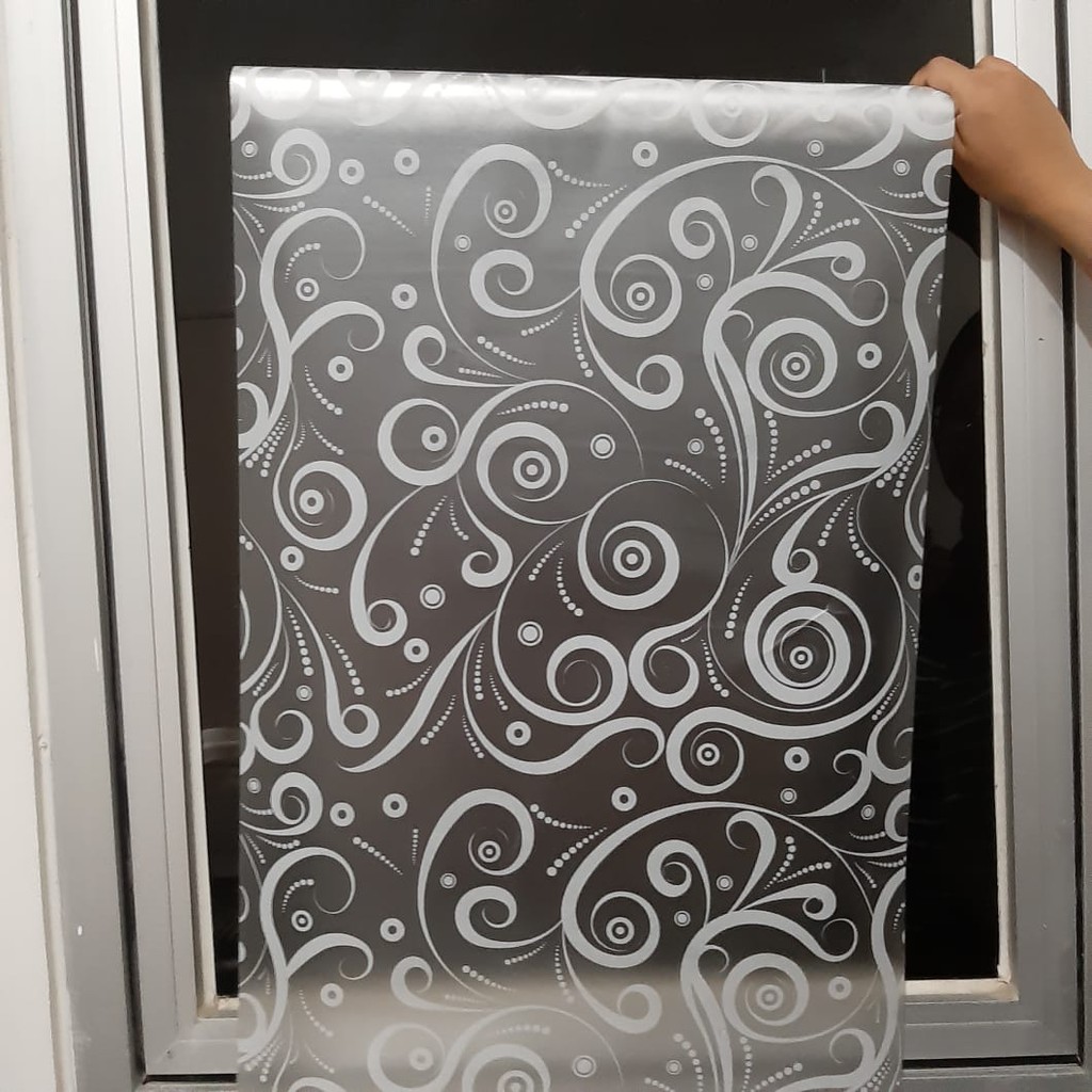 Stiker Kaca Jendela Rumah Kantor Glass Film Transparan Motif Ulir Dekorasi Kamar Mandi Murah Shopee Indonesia