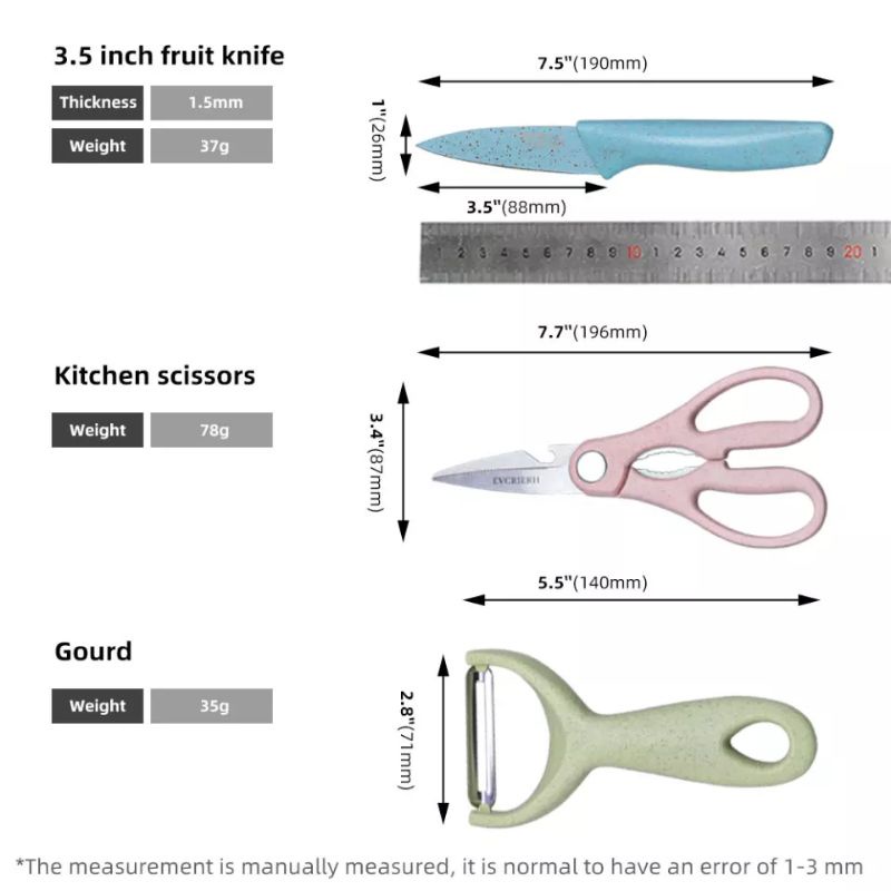 Pisau set Stainless anti Lengket 6 pcs Pastel colours /Gift set