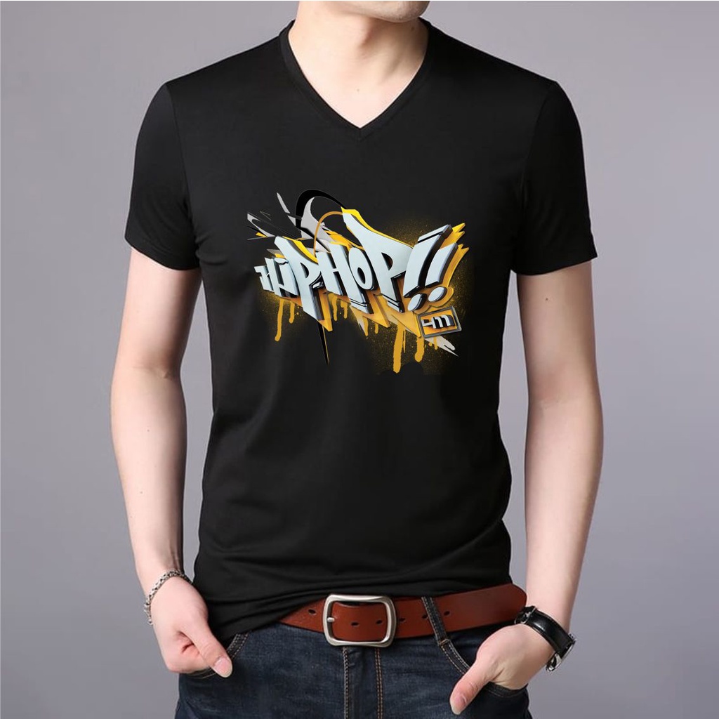 KAOS PRIA WANITA LEHER V-NECK DISTRO HIPHOP DEWASA T-SHIRT SIMPEL
