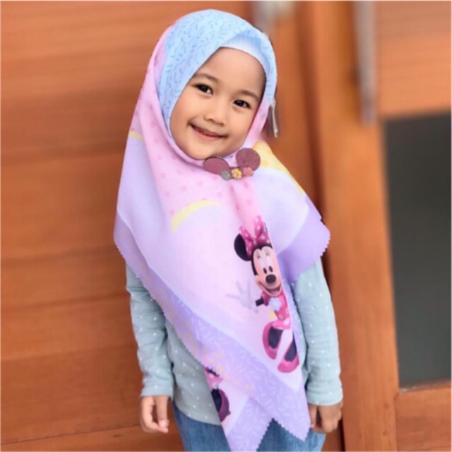 VOAL PRINTING ANAK MOTIF MINIEMOUSE LUCU / HIJAB ANAK LUCU / JILBAB ANAK KARAKTER/ KERUDUNG ANAK