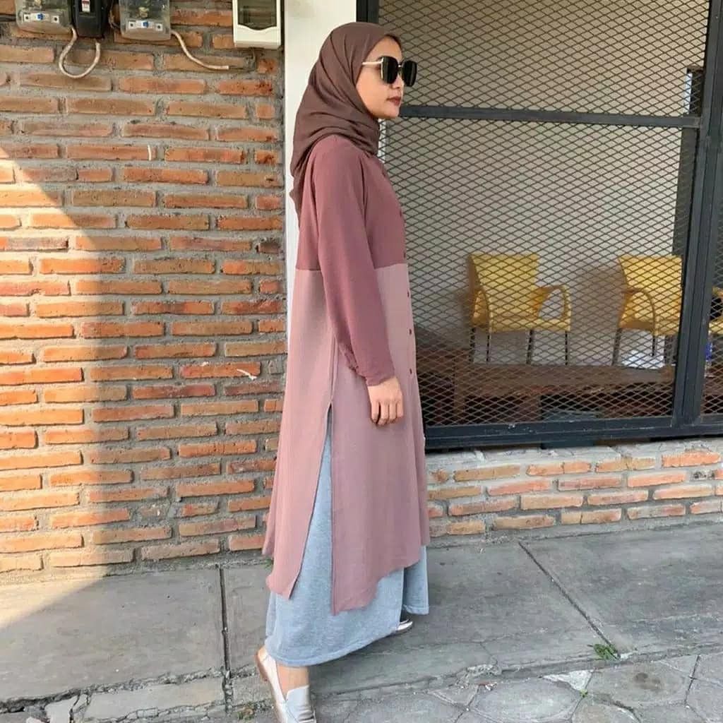 ZUVIA TUNIK BAHAN MOSCRAFE Baju Tunik  Baju Atasan Wanita  Modern Terbaru 2021