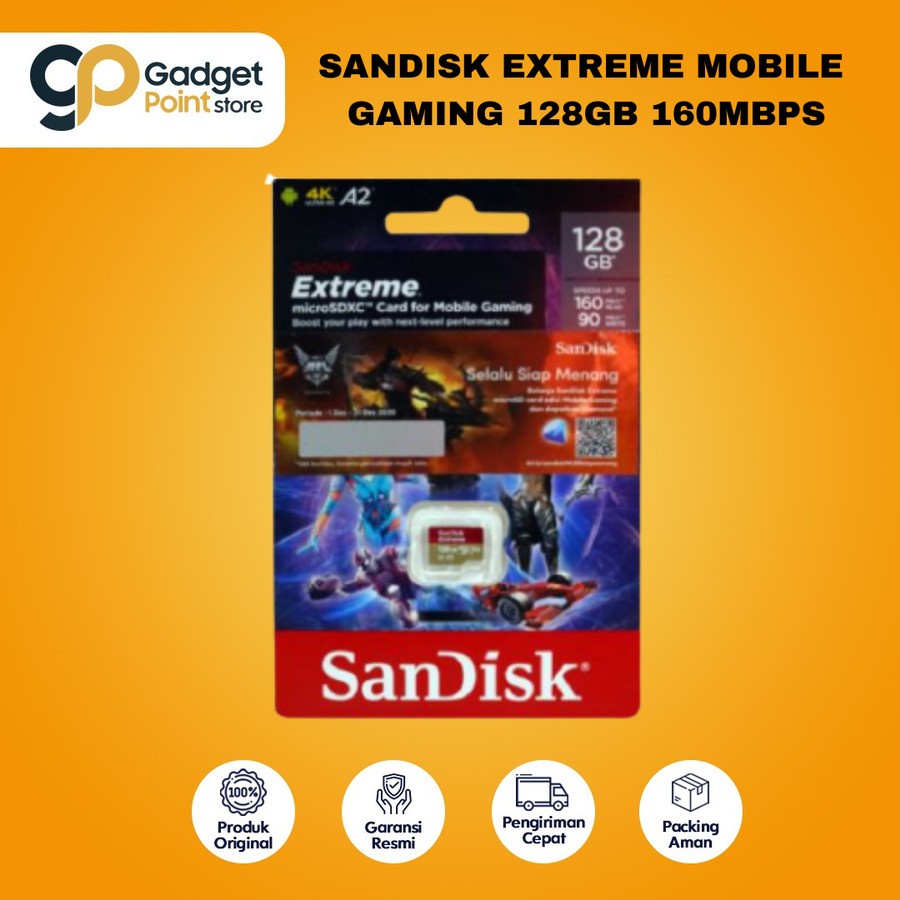 Memory 128gb 190mbps | SanDisk Extreme Micro SD Card for Mobile Gaming UHS-I Cards CL10 128GB up to 190mbps - Orignal Garansi Resmi