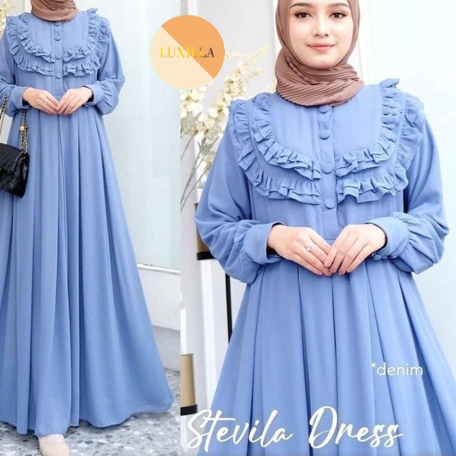 Terjangkau - Baju Gamis wanita Lebaran 2022 Kimiko Set Bahan Ceruty motif Polos M L Inner Dan Outer 