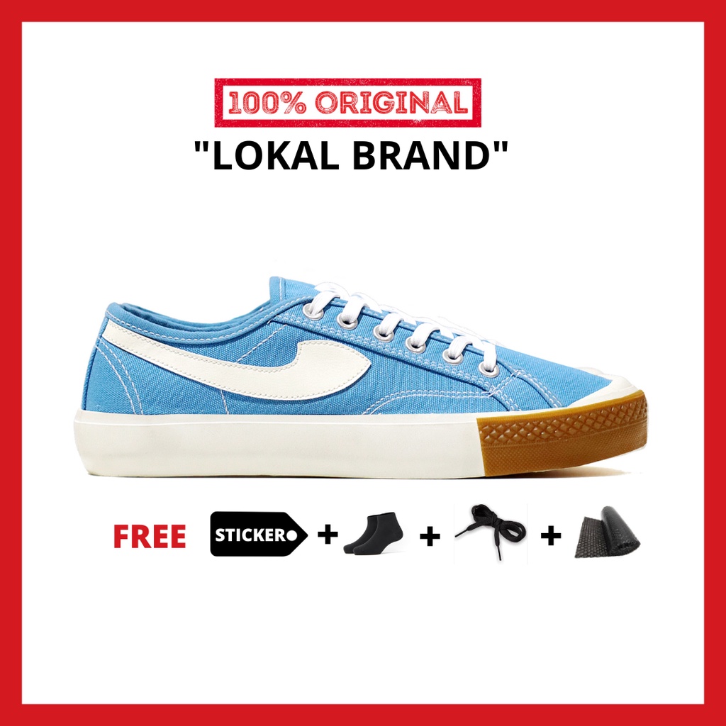 ORIGINAL - Sepatu Brand Lokal Kasual Pria Wanita No Brand Blue Sky Low Not Sneakers Compass Gazelle Blue Sky