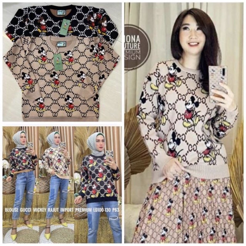 Atasan Sweater rajut mickey mouse import prenium