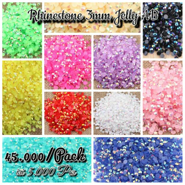 RHINESTONE 3mm PACK SEDANG 5.000pcs WARNA AB Manik Swarovski Bahan craft Henna Nailart Tasbih