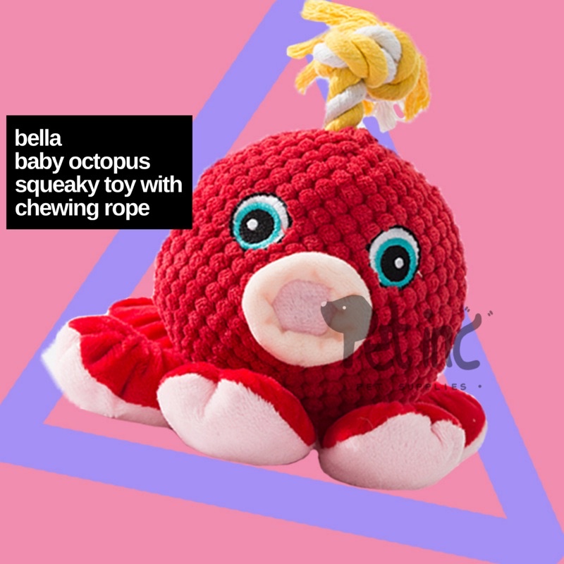 Premium Bella Baby octopus squeaky toy with chewing rope