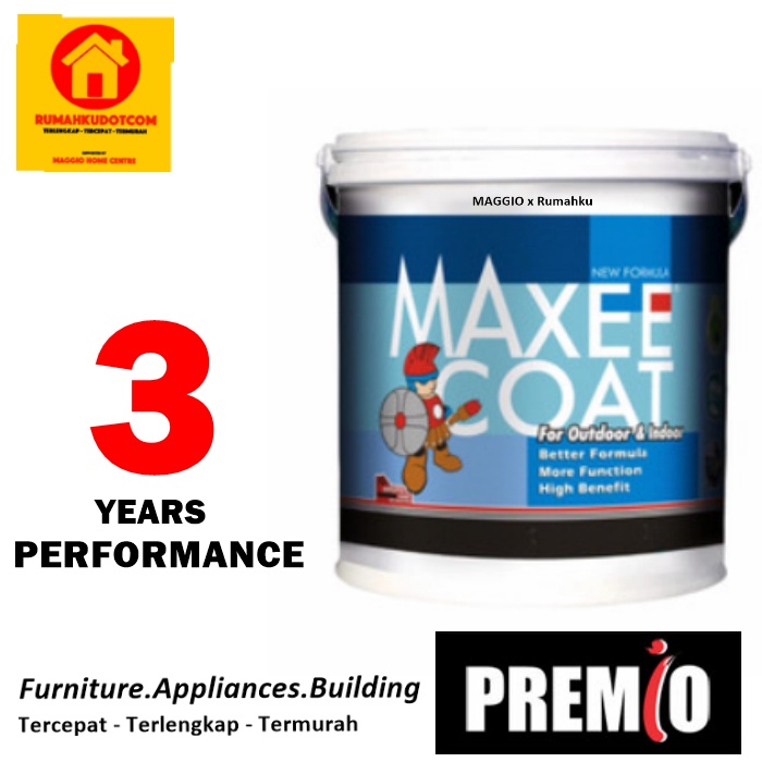 CAT TEMBOK INTERIOR & EKSTERIOR - CAT TEMBOK 5KG PUTIH - MAXICOAT - PREMIO