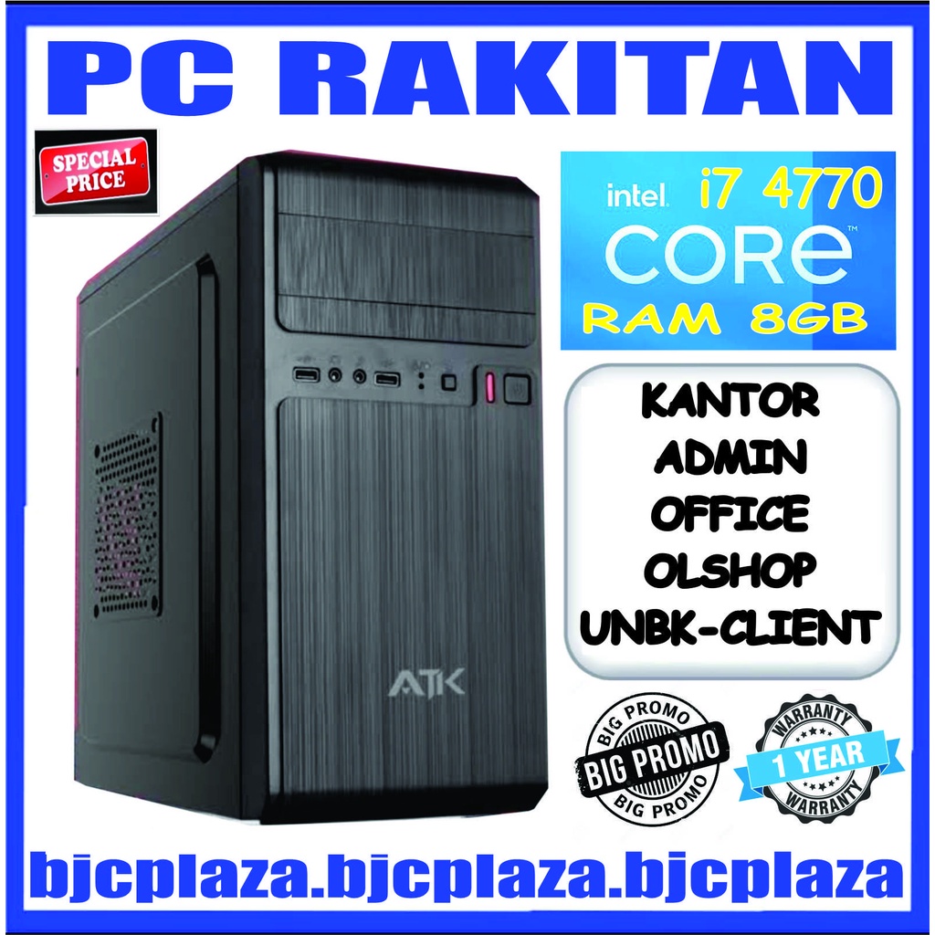 PC RAKITAN CORE I7 4770 - RAM 8GB - HDD 500GB - HASWELL - INTEL GEN 4