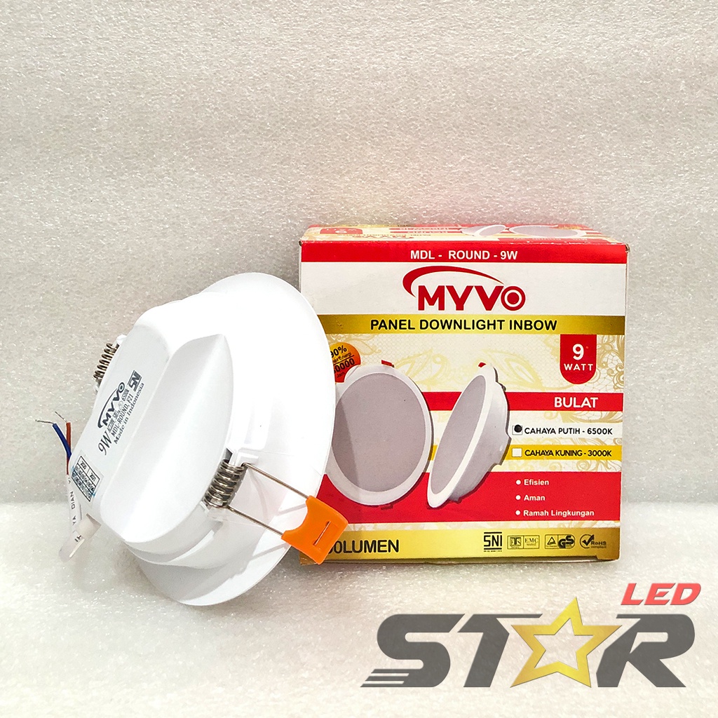 MYVO Panel Downlight Inbow LED 6W, 9W Lampu Modern Murah Hemat Energi Irit Listrik Plafon Langit Rumah 6 9 WATT Star