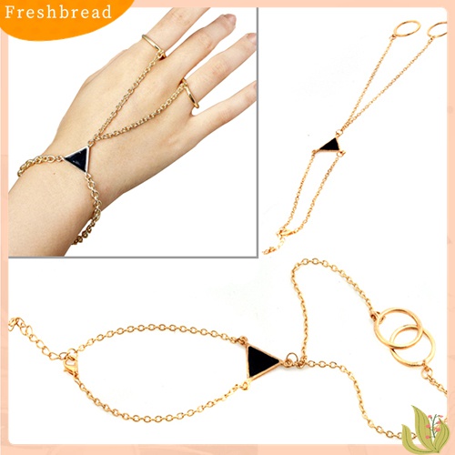 Fresh| Gelang Sambung Cincin Bahan Alloy Warna Gold Gaya Punk Untuk Wanita