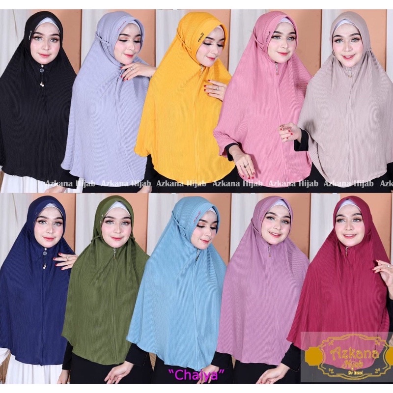 BERGO PLISKET CHAIYA TERBARU ORIGINAL BY AZKANA - Jilbab Instan Jersey Plisket Jumbo Terbaru Nyaman 
