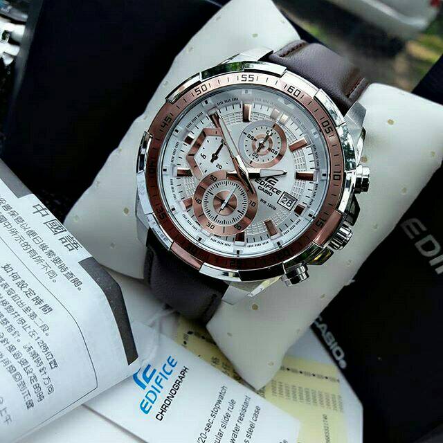 Jam tangan pria casio edifice efr 539 kulit dan rantai murah bagus