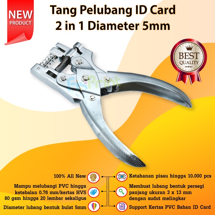 Tang Pelubang ID Card 2 in 1 Diameter 5mm Alat Plong Kertas PVC 5 mm