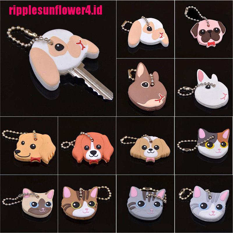 Gantungan Kunci Bentuk Anjing / Kucing / Kelinci Bahan Silikon PVC