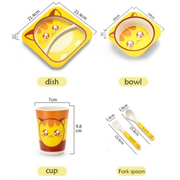 5pcs Set Alat Makan Anak Dengan Variasi Desain Karakter Lucu Peralatan Makan Anak Set