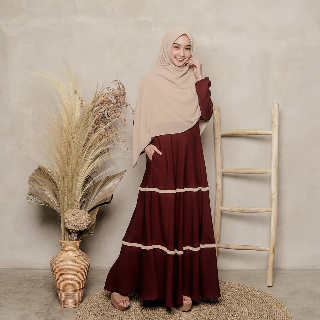 Gamis Remaja Terbaru Bahan Toyobo Original Baju Muslimah Polos Wanita mahira dress Simpel