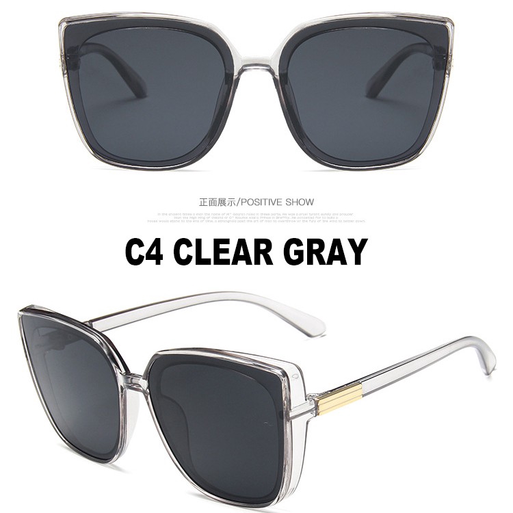 Square Sunglasses Wanita kebesaran gaya ulzzang Desain Cat Eye Eyewear Perlindungan UV