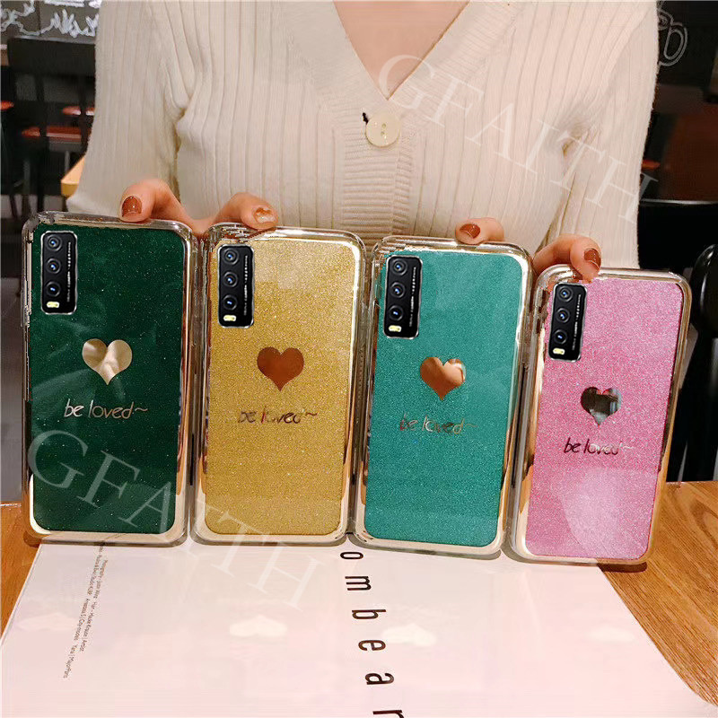 Kesing Ponsel Vivo Y12s Back Cover Fashion Couple Bling Gold Glitter Be Loved Casing Tebaru Phone Case Hp Vivoy12s Shopee Indonesia