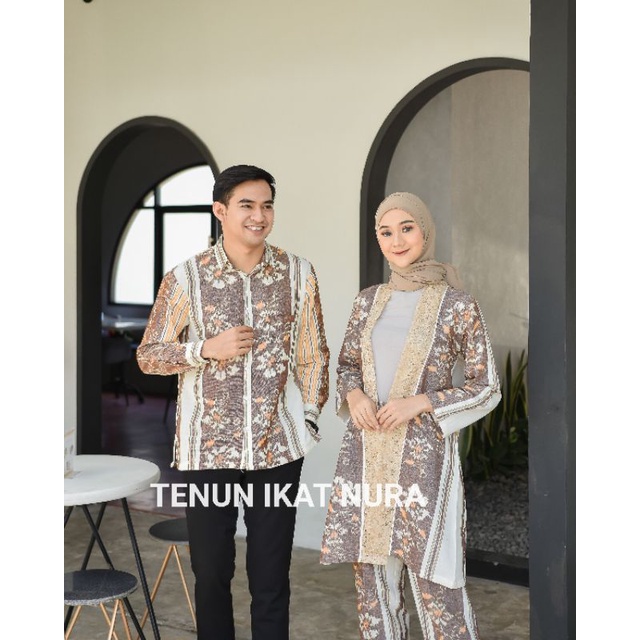 Set Karina Couple Tenun Brokat &amp; Kemeja Tenun