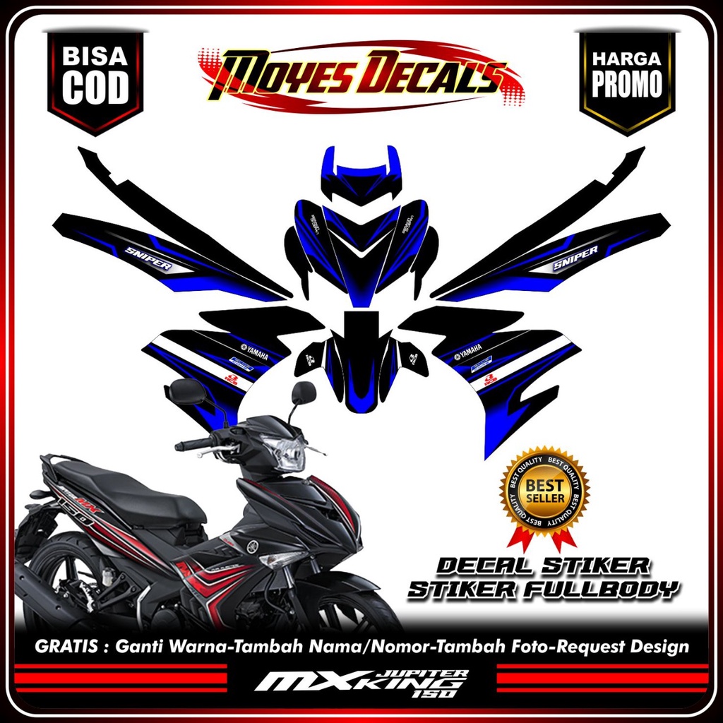 Stiker Decal MX KING 150 Simple Rider Biru