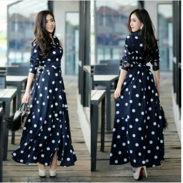 FWG - GAMIS POLKA 1092  / GAMIS WANITA / MAXI DRESS KOREA / BAJU WANITA / LONGDRESS / GAUN PESTA