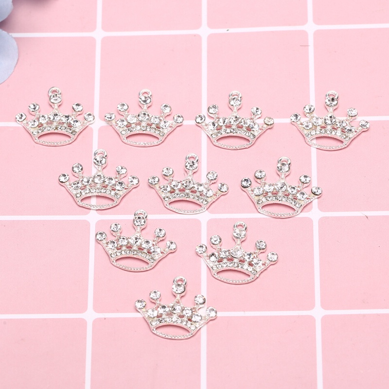 10pcs / set Liontin Mahkota Kristal Bahan Alloy Untuk DIY Perhiasan