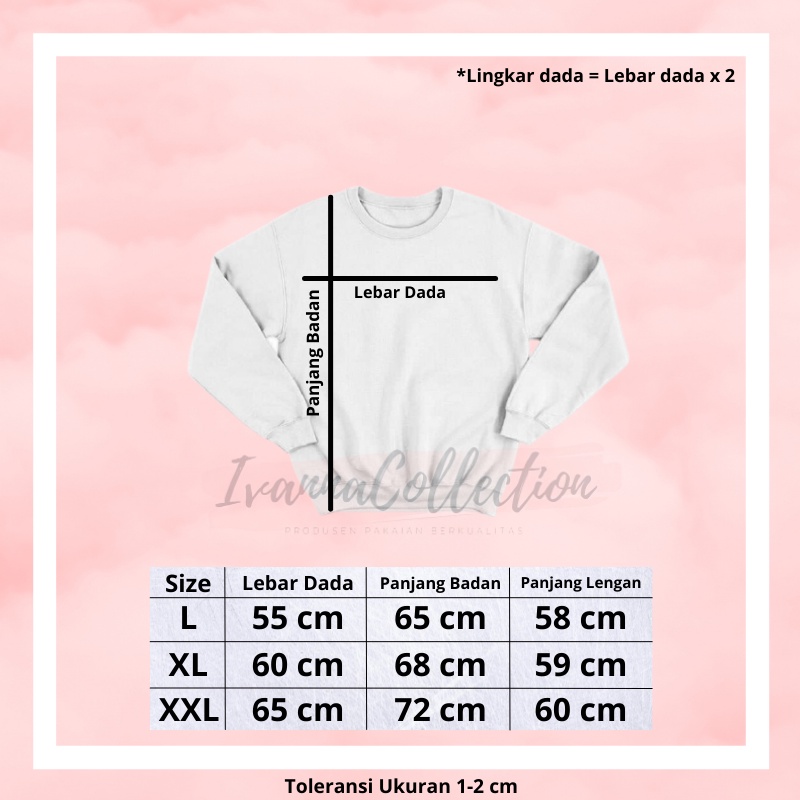 IvannaCollection Sweater Basic Pria Wanita Crewneck Oversize Jumbo Couple Pasangan Korean Style BOHO