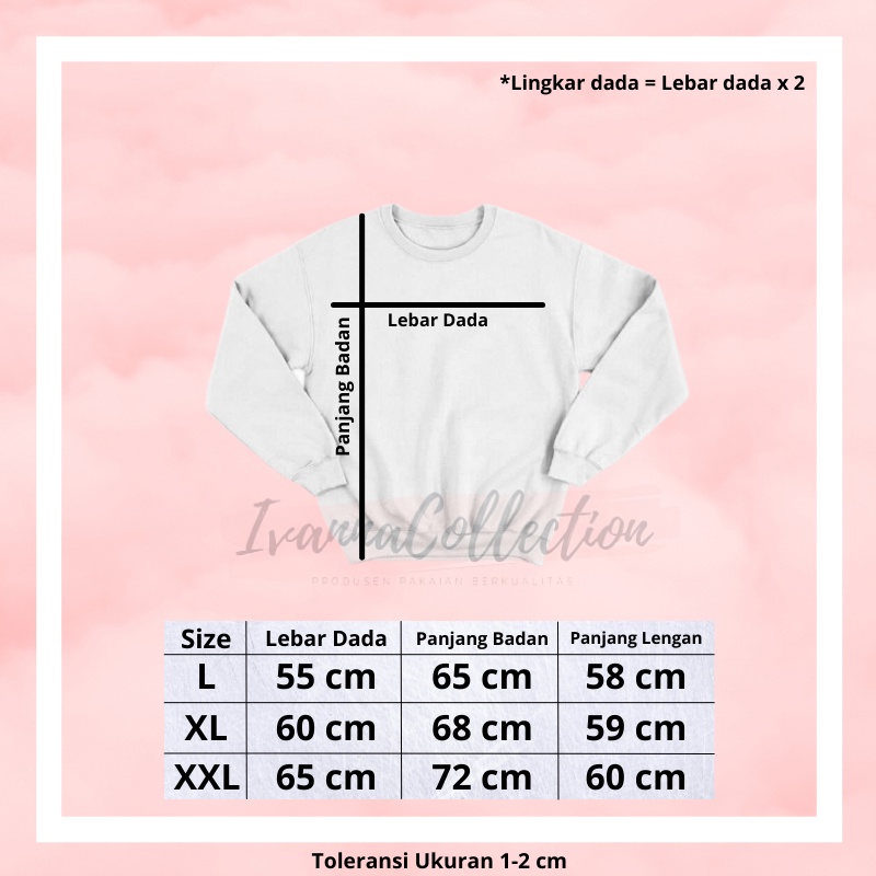 IvannaCollection Basic Sweater Distro I'm Fine Bahan Fleece Size L XL XXL