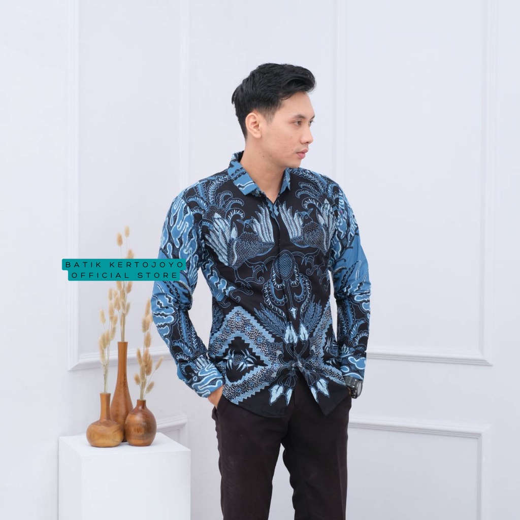 Batik pria modern slimfit Baju Batik Pria Lengan Panjang slim fit baju batik Slimfit pria premium baju seragam BATIK KERTOJOYO KJ023 kemeja batik pria lengan panjang full furing baju batik alisan pria Kemeja batik slim fit batik pria premium PRABUSENO