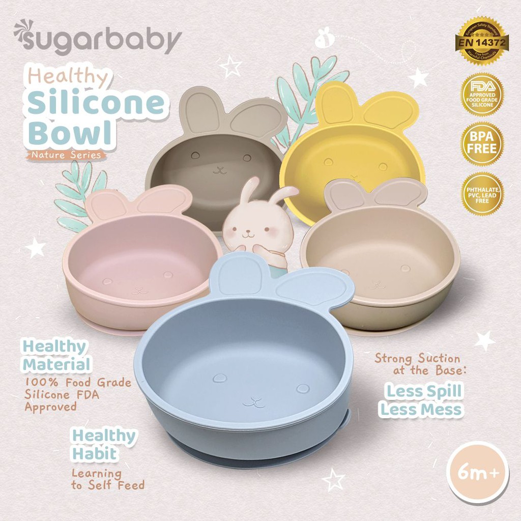 Sugar Baby Healty Silicone Feeding Set/ perlengkapan makan bayi isi 3Pcs dan isi 4pcs isi 1pcs  6m+
