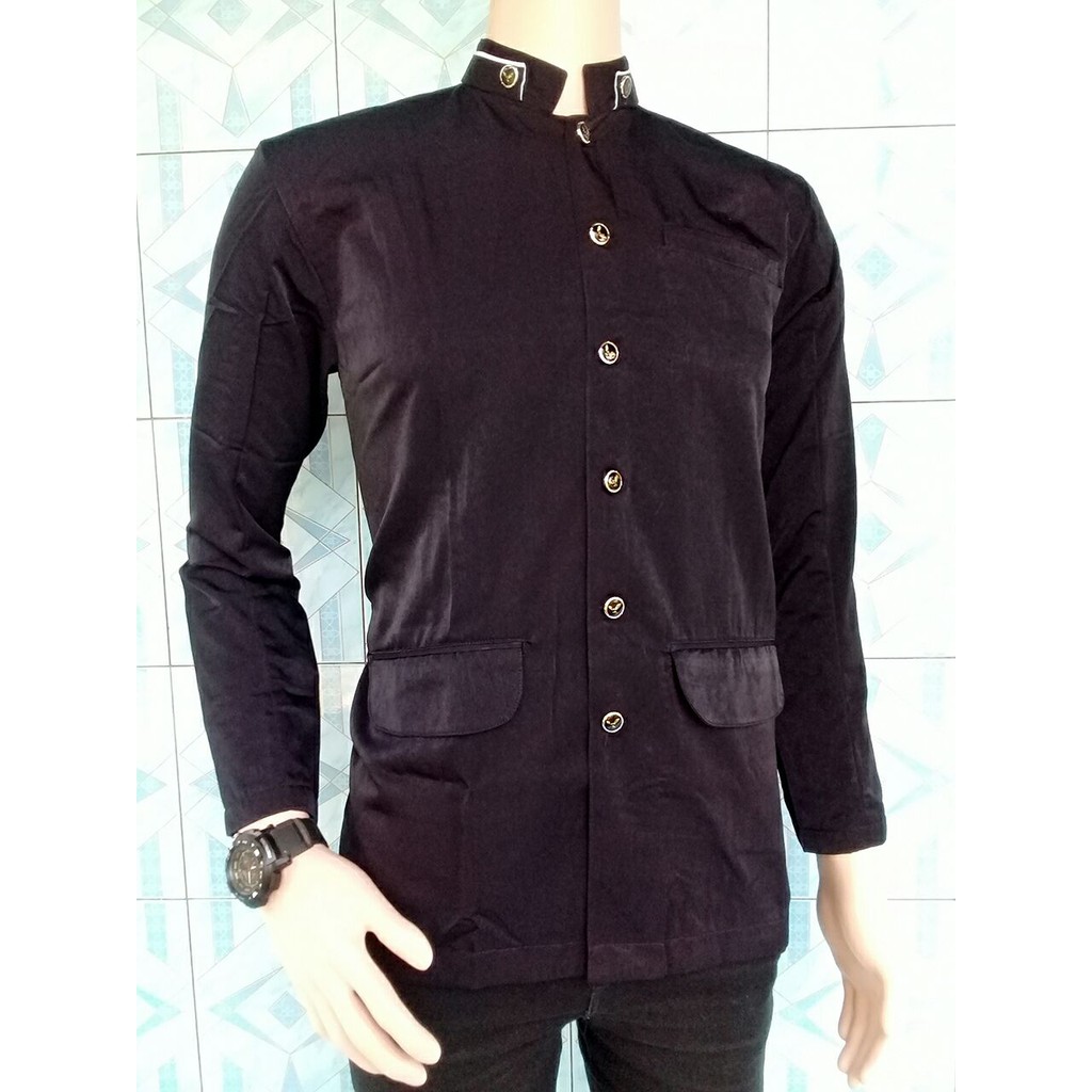 Jasko - Jas Koko Kerah Shanghai Tegak SLIMFIT Korea Style Murah High Quality HITAM PUTIH POLOS