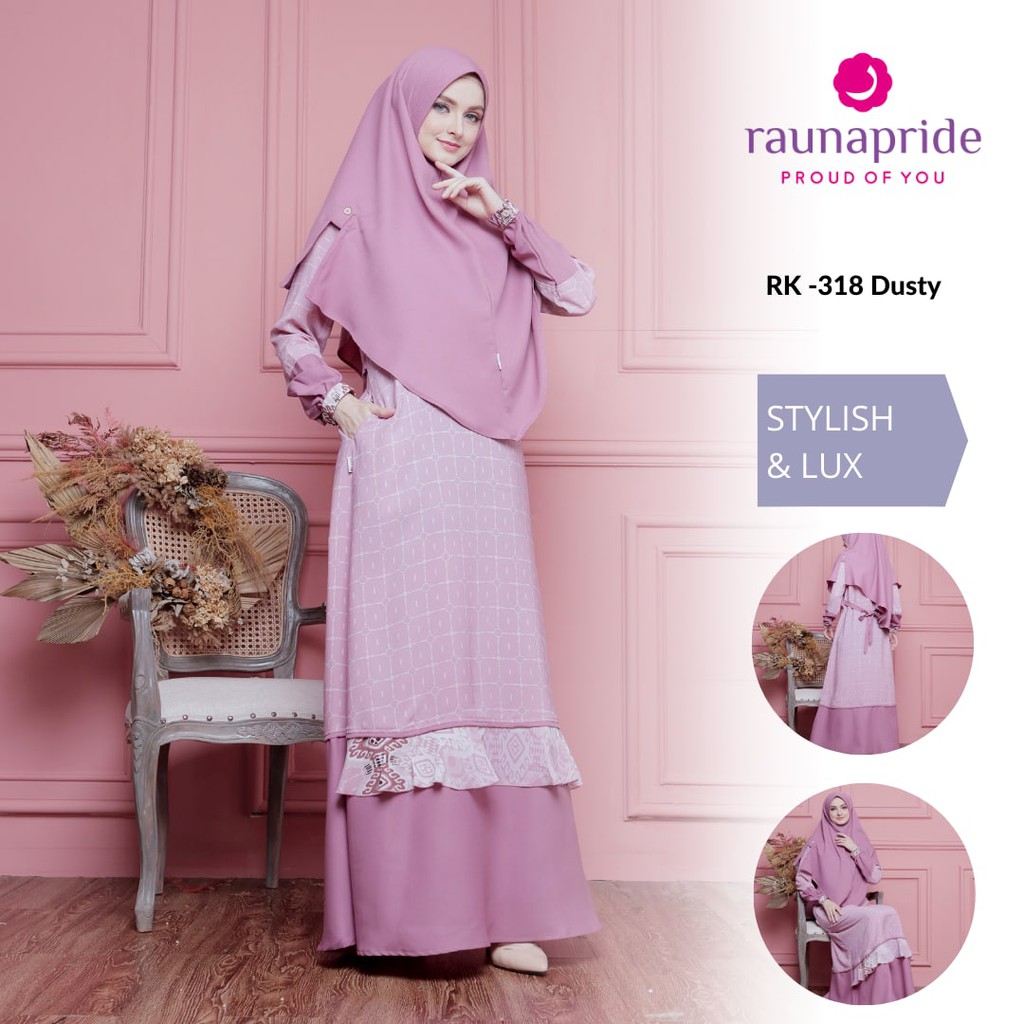 TERBARU GAMIS SYAR'I BY RAUNA RK 316 HIJAU, RK 318 DUSTY [ORIGINAL BY RAUNA]