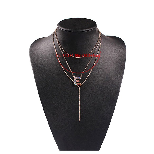 LRC Kalung Abjad Fashion Alloy Multi-layer Letter Necklace F99494