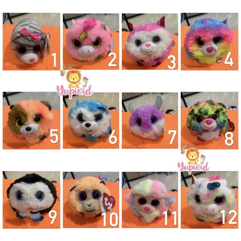 beanie boos ty doll big eyes pom-pom / boneka pom ty