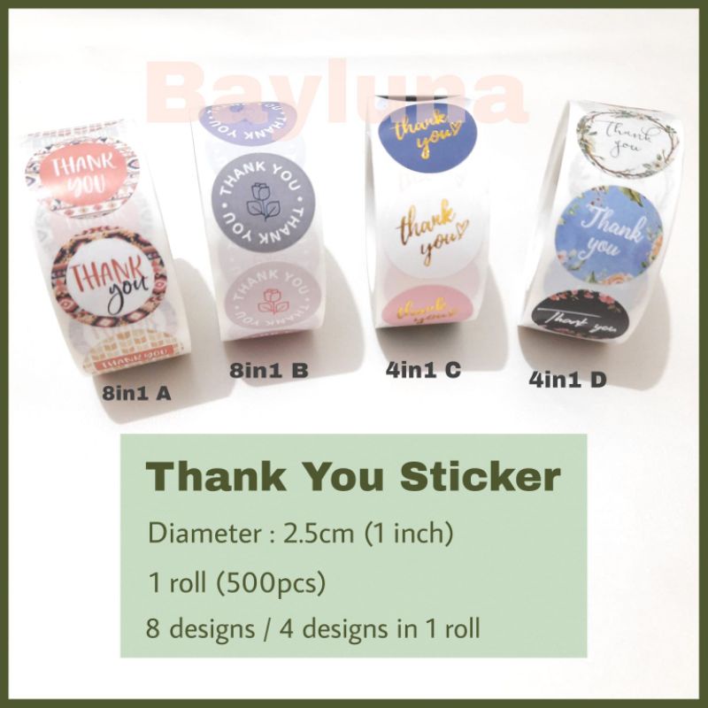 

Stiker Thank You 8in1 4in1 Label OL Shop Multi Colour Mix Design