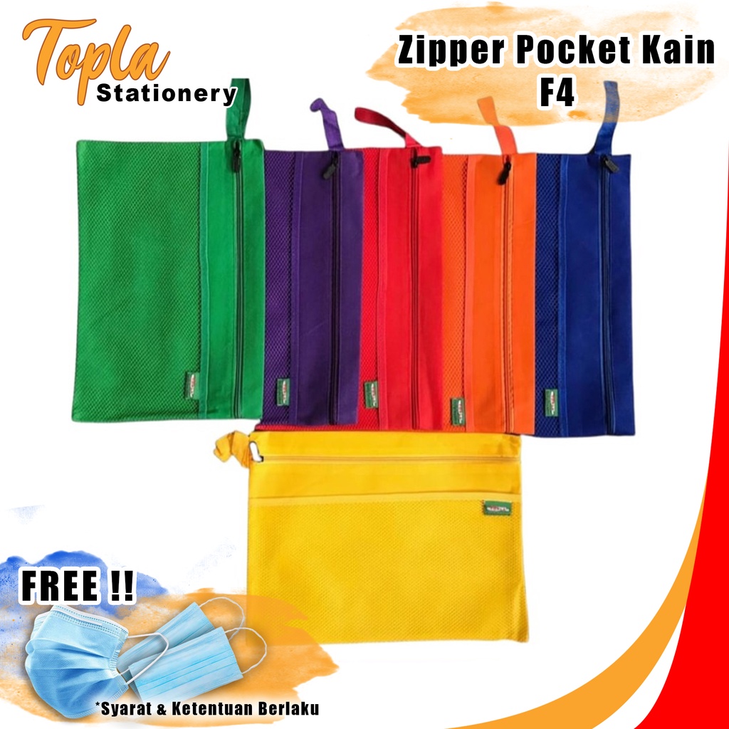 Jual Topla Zipper Pocket Kain Resleting Folio Dokument Bag Warna Tas