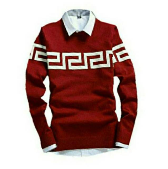 Sweater rajut pria labirin maroon