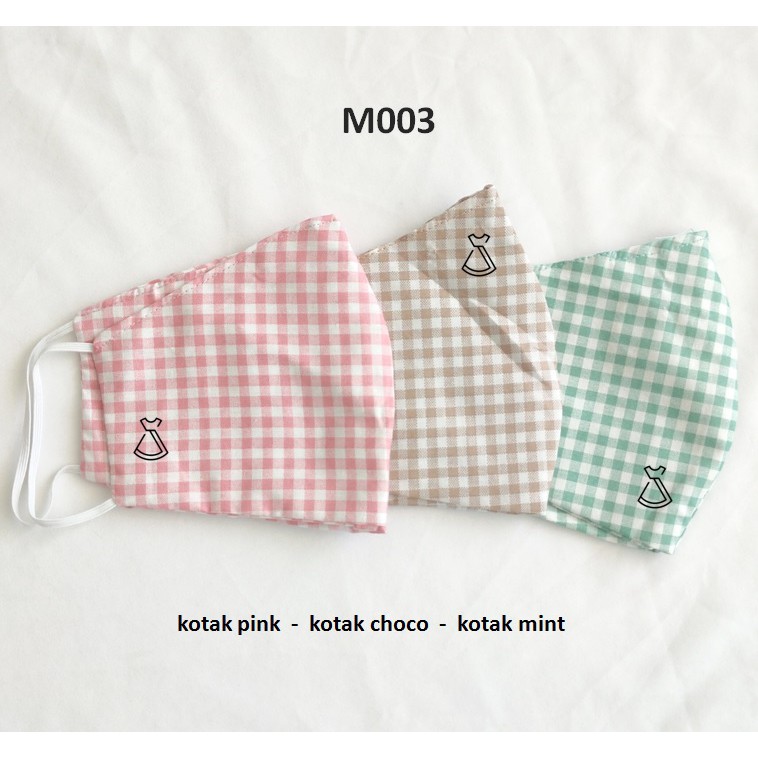 M003 - Masker Kain soft katun 2 Lapis Lembut motif polkadot anti debu Murah