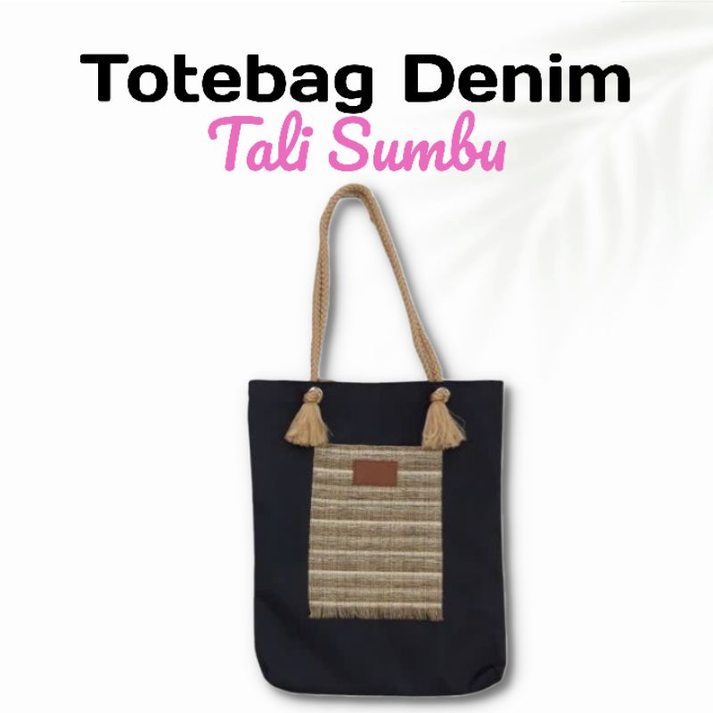 Tote bag Denim Wanita Resleting Tali Sumbu / Tas Tote Bag Wanita Premium Murah