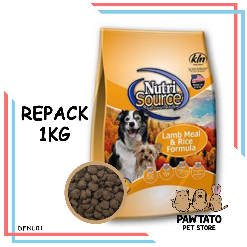 Jual Makanan Anjing NutriSource Lamb Rice Kemasan 1KG Dog Dry Food Kibble Gemuk Gembul Sehat