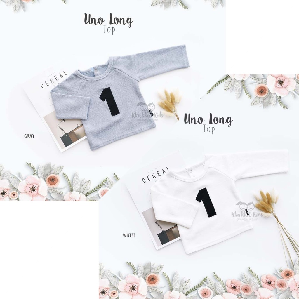 Uno Long Top kaos lengan panjang bayi nb sampai 2 tahun kaos import lengan panjang