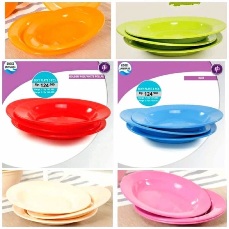 Piring plastik ifa cookware Bahan tebal Bebas BPA isi 3pcs