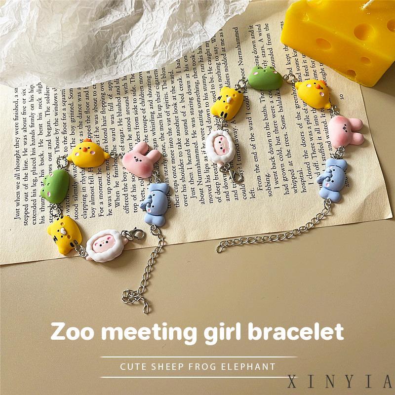 【Bayar di tempat】Fashion Baru Pertemuan Hewan Kreatif Zoo Girl Gelang Gelang Domba Lucu Katak Gajah Hadiah Ulang Tahun Zoo Untuk Wanita