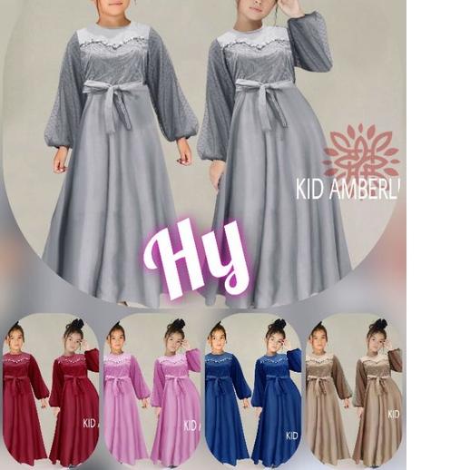 Berkualitas Baju Pesta Gamis Anak Remaja Perempuan Muslim Mewah Trand Modern Lebaran 2022 Dress Gaun Amberli Usia 6 7 8 9 Tahun
