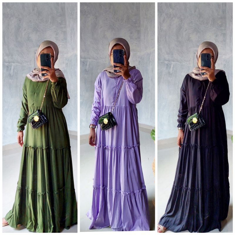 Gamis susun polos murah terbaru busui friendly