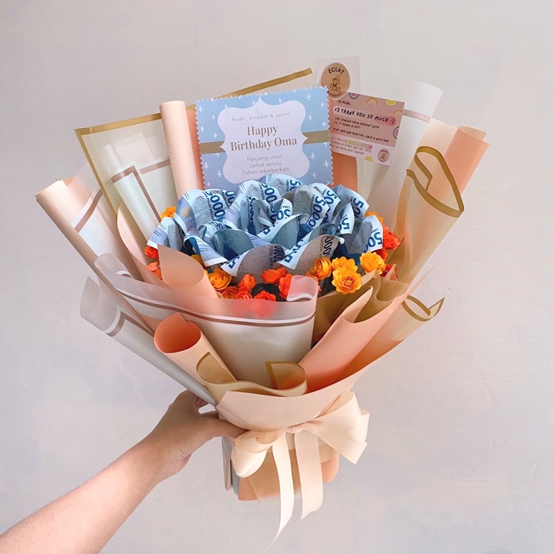 MONEY BOUQUET ROSE / ROSE SHAPING BUKET UANG 1 JUTA / BUKET UANG 20 LEMBAR / MONEY BUKET ANNIVERSARY